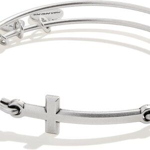Symbols and Tokens Expandable Bangle Silver Cross Faith Jewelry for Women